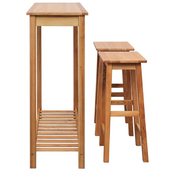 vidaXL Бар комплект, 3 части, дъбово дърво масив