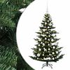 vidaXL Изкуствена коледна елха с топки 120 см 150 LED светодиода