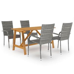 vidaXL Градински трапезен комплект, 5 части, сив
