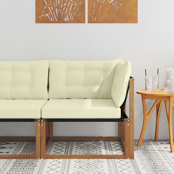 vidaXL Външен ъглов диван Солидно акациево дърво Естествен