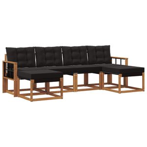 vidaXL Комплект дивани за открито 6 pcs Естествено и черно