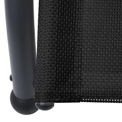 vidaXL Двоен шезлонг със сенник, Textilene, черен