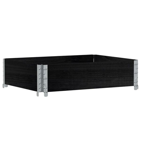 vidaXL Градинска кашпа, черен, 80x60 см, борова дървесина масив