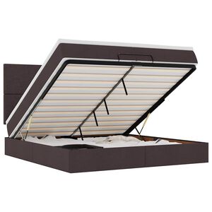 vidaXL Османска легло с матрак и LED, тъмнокафяво, 200x200 см, плат