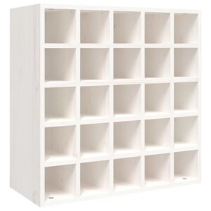 vidaXL Шкаф за вино, бял, 56x25x56 см, масивна дървесина, бор
