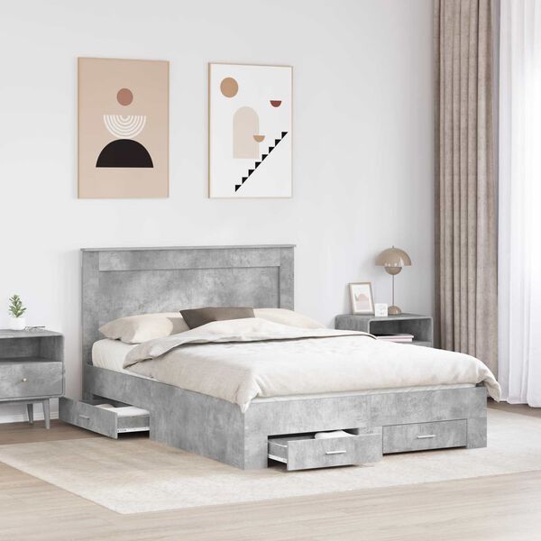 vidaXL Рамка за легло с чекмедже с таблото Инженерно дърво