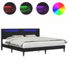 vidaXL Рамка за легло с LED ленти Черно 180 x 200 cm Изкуствена