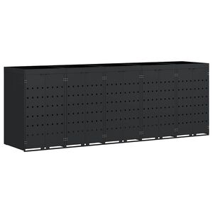 vidaXL Контейнер за съхранение на 5 коша Черно 340 x 77,5 x 121,5 см