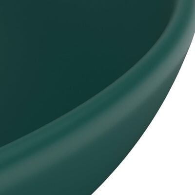 vidaXL Мивка за баня лукс кръгла тъмнозелен мат 32,5x14 см керамика