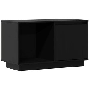 vidaXL ТВ шкаф, черен, 74x35x44 см, бор масив