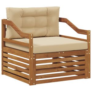 vidaXL Външен диван Солидно акациево дърво Натурален и Бежов