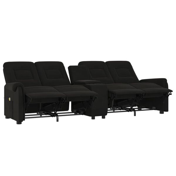 vidaXL 4-местен масажен реклайнер с държач за чаша, черен