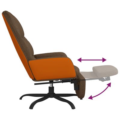 vidaXL Релаксиращ стол с опора за крака, Кафяв, текстил