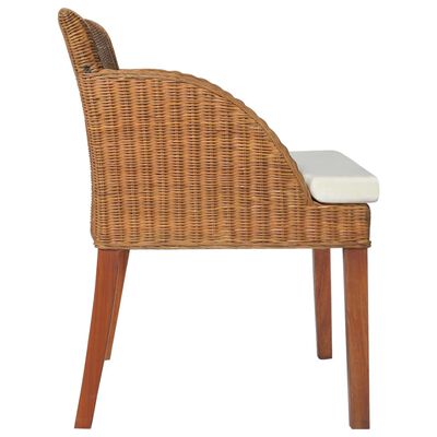 vidaXL Трапезен стол с възглавница, светлокафяв, естествен ратан