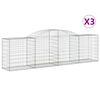 vidaXL Габионни кошници арка 3 бр 300x50x80/100 см поцинковано желязо