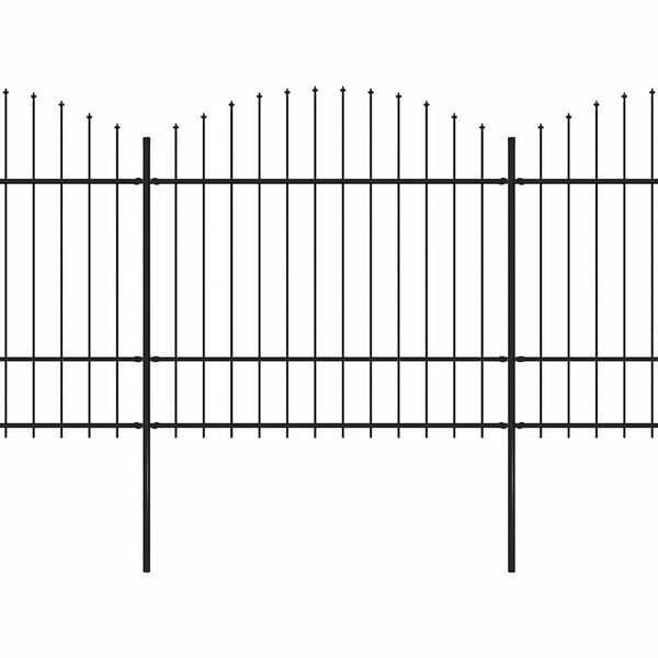 vidaXL Градинска ограда с връх тип копие, стомана, 892,5x175 см, черна