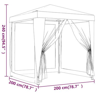 vidaXL Парти палатка с 4 мрежести странични стени антрацит 2x2 м HDPE