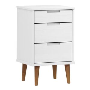 vidaXL Нощно шкафче MOLDE, бяло, 40x35x65 см, борово дърво масив