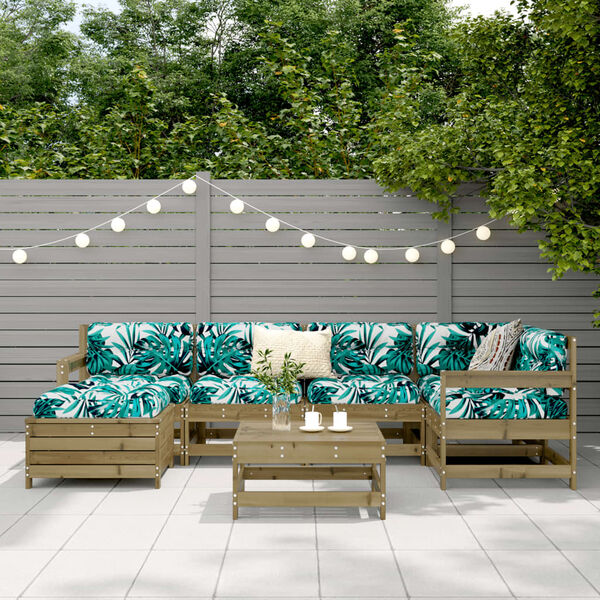 vidaXL Градински комплект диван от 7 части, импрегниран бор