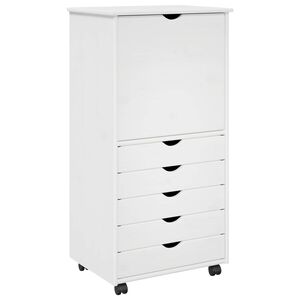 vidaXL Плъзгащ кабинет с колело Бяло 53 x 39 x 103 cm Солиден бор