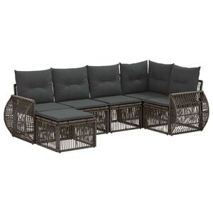 vidaXL Градински Софа Комплект 6 pcs Сив и тъмен сив полиратан