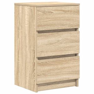 vidaXL Нощно шкафче с 3 чекмеджета, дъб сонома, 39x35x65 см