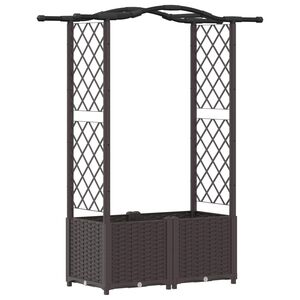 vidaXL Повдигнато легло с решетка и покривка Кафяво 125 x 40 x 138 см