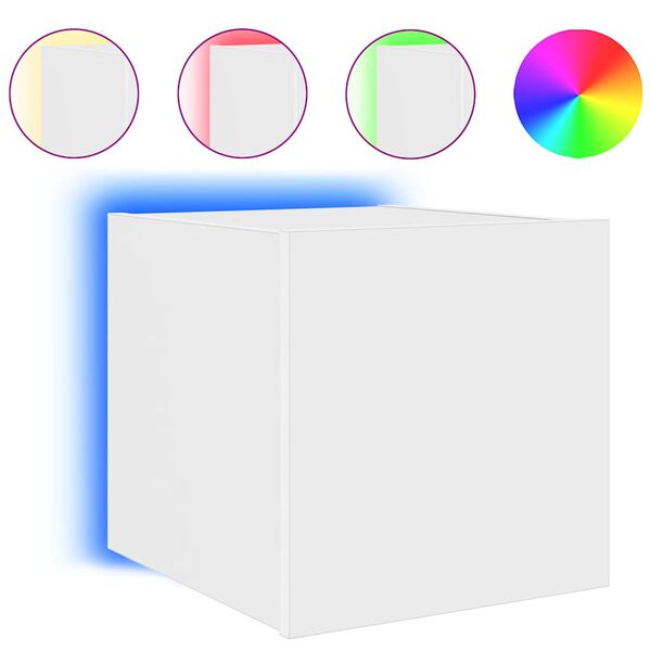 vidaXL Стенен ТВ шкаф с LED осветление, бял, 30,5x35x30 см