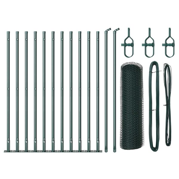 vidaXL Стълб за ограда. Зелен 25 x 0,4 м (25 мм мрежа) Стомана и PVC