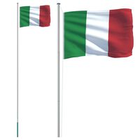 vidaXL Флаг на Италия и стълб, 6,23 м, алуминий