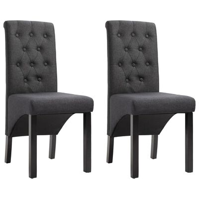vidaXL Трапезни столове, 2 бр, тъмносиви, плат