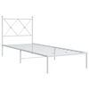 vidaXL Метална рамка за легло, без матрак, с табла, бяла, 75x190 см