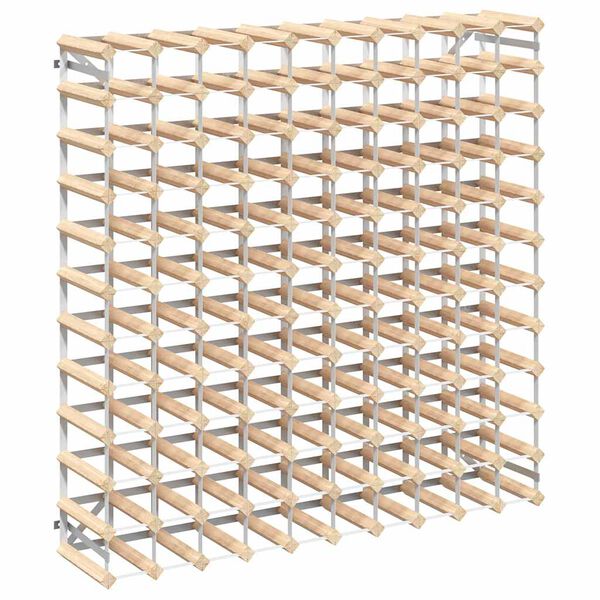 vidaXL Стойка за вино за 120 бутилки, масивна борова дървесина