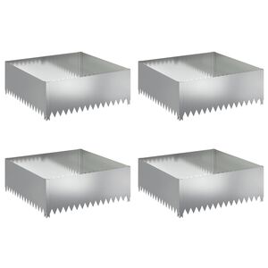 vidaXL Ограда за трева 4 pcs 100 x 100 x 35 cm Стомана Сребристо
