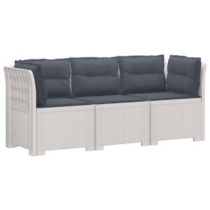 vidaXL Пейка за градина с Cushions във вид на ратан ПП Бяло