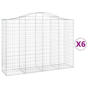 vidaXL Габионни кошници арка 6 бр 200x50x140/160 см поцинковано желязо