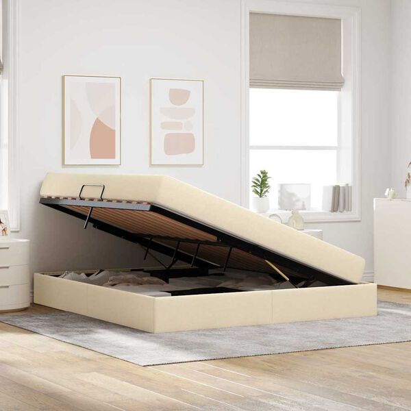 vidaXL Легло с място за съхранение и матрак с матрак Крем 180 x 200 cm
