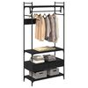 vidaXL Гардероб с рафт Черен дъб 89 x 39 x 184.5 см Инженерно дърво