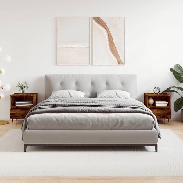 vidaXL Нощни шкафчета, 2 бр, опушен дъб, 40x35x50 см, инженерно дърво