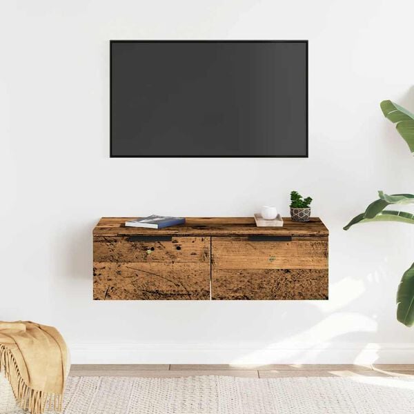 vidaXL Стенен шкаф, старо дърво, 68x30x20 см, инженерно дърво