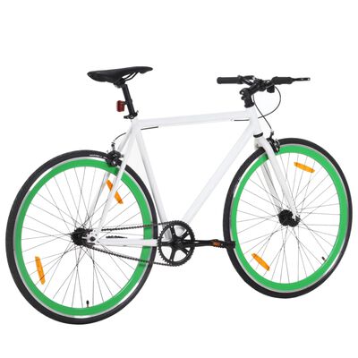 vidaXL Велосипед с фиксирана предавка, бяло и зелено, 700c, 55 см