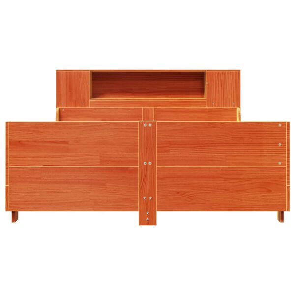 vidaXL Рамка за легло без матрак, восъчнокафяво, 135x190 см, бор масив