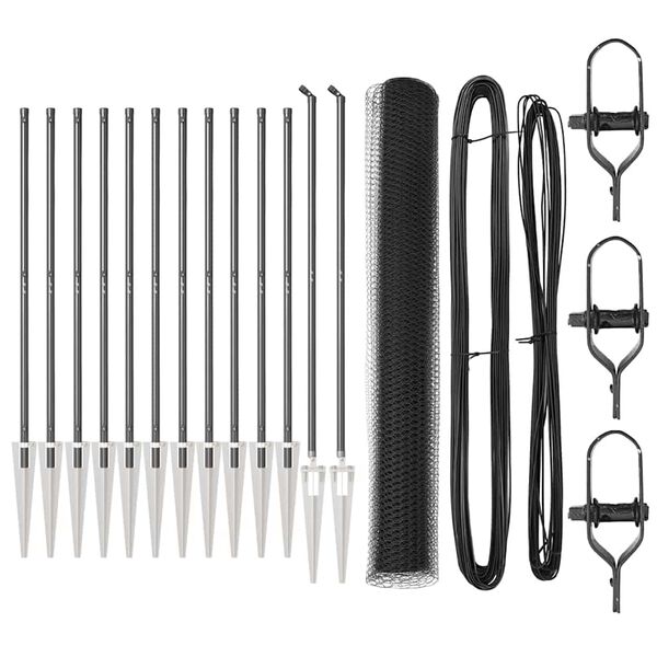 vidaXL Стълб за ограда. Сив 25 x 1,2 м (25 мрежа) Стомана