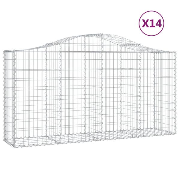 vidaXL Габионни кошници арка 14 бр 200x50x100/120см поцинковано желязо