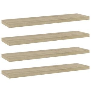 vidaXL Рафтове, 4 бр, дъб сонома, 40x10x1,5 см, инженерно дърво