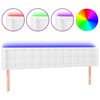 vidaXL LED горна табла за легло, бяла, 163x16x78/88см, изкуствена кожа