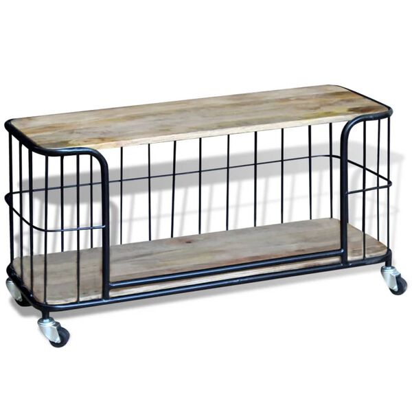 vidaXL Шкаф за телевизор, твърдо мангово дърво, 100x40x45 cм