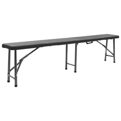 vidaXL Сгъваеми градински пейки, 2 бр, 180 см, HDPE, черни