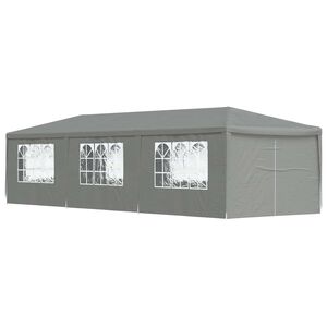 vidaXL Парти шатър 900 x 300 x 255 см Светлосиво Полиетилен и стомана