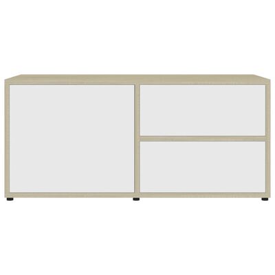 vidaXL ТВ шкаф, бяло и дъб сонома, 80x34x36 см, ПДЧ